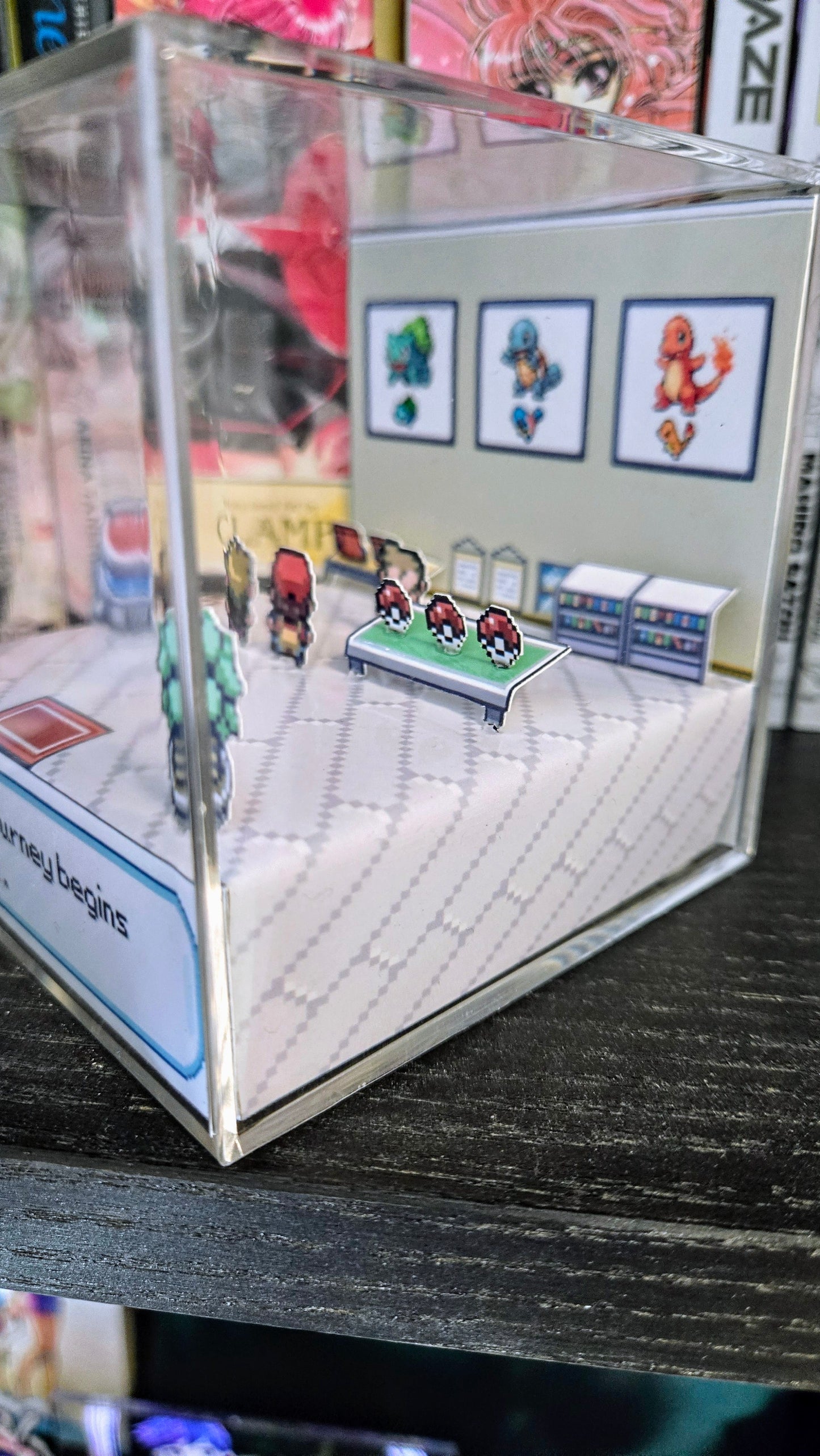 Pokemon FireRed LeafGreen Professor Oak Lab 3D cube diorama | CUSTOMIZE between Male and Female trainer