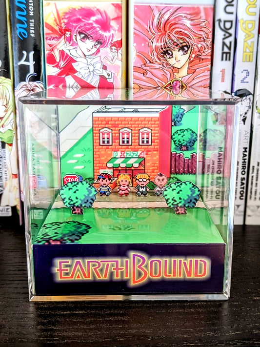 Earthbound Pizza place Onett 3D cube diorama