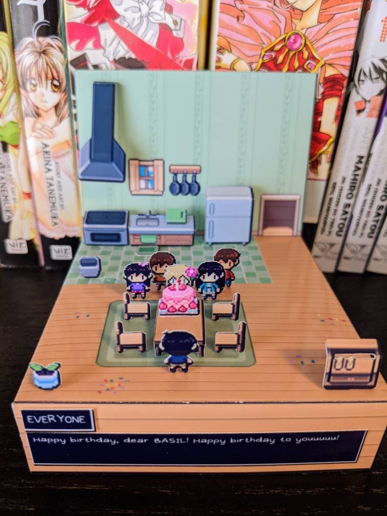 OMORI Basil's Birthday 3D cube diorama