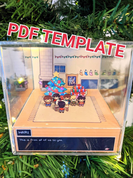 OMORI Christmas 3D cube diorama TEMPLATE