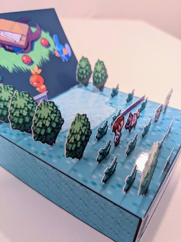 Pokemon Emerald 3D cube diorama: Choose your starter Pokemon - Sapphire/Ruby/Emerald (Customize between Brendan or May)