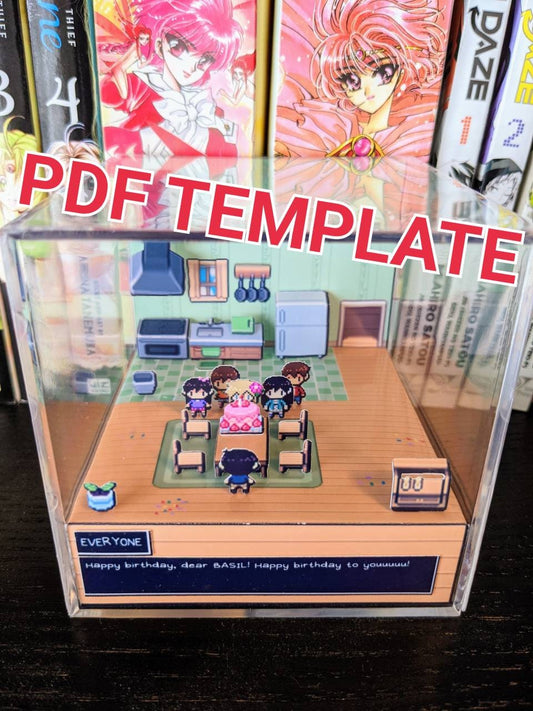 OMORI Basil's Birthday 3D cube diorama TEMPLATE