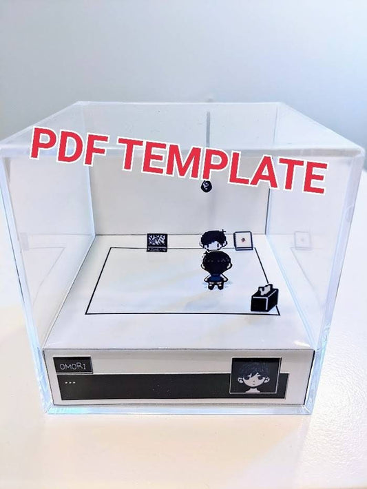 OMORI White Space Omori & Sunny version 3D cube diorama TEMPLATE