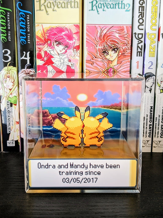 Pikachu Pokemon couple 3D cube diorama