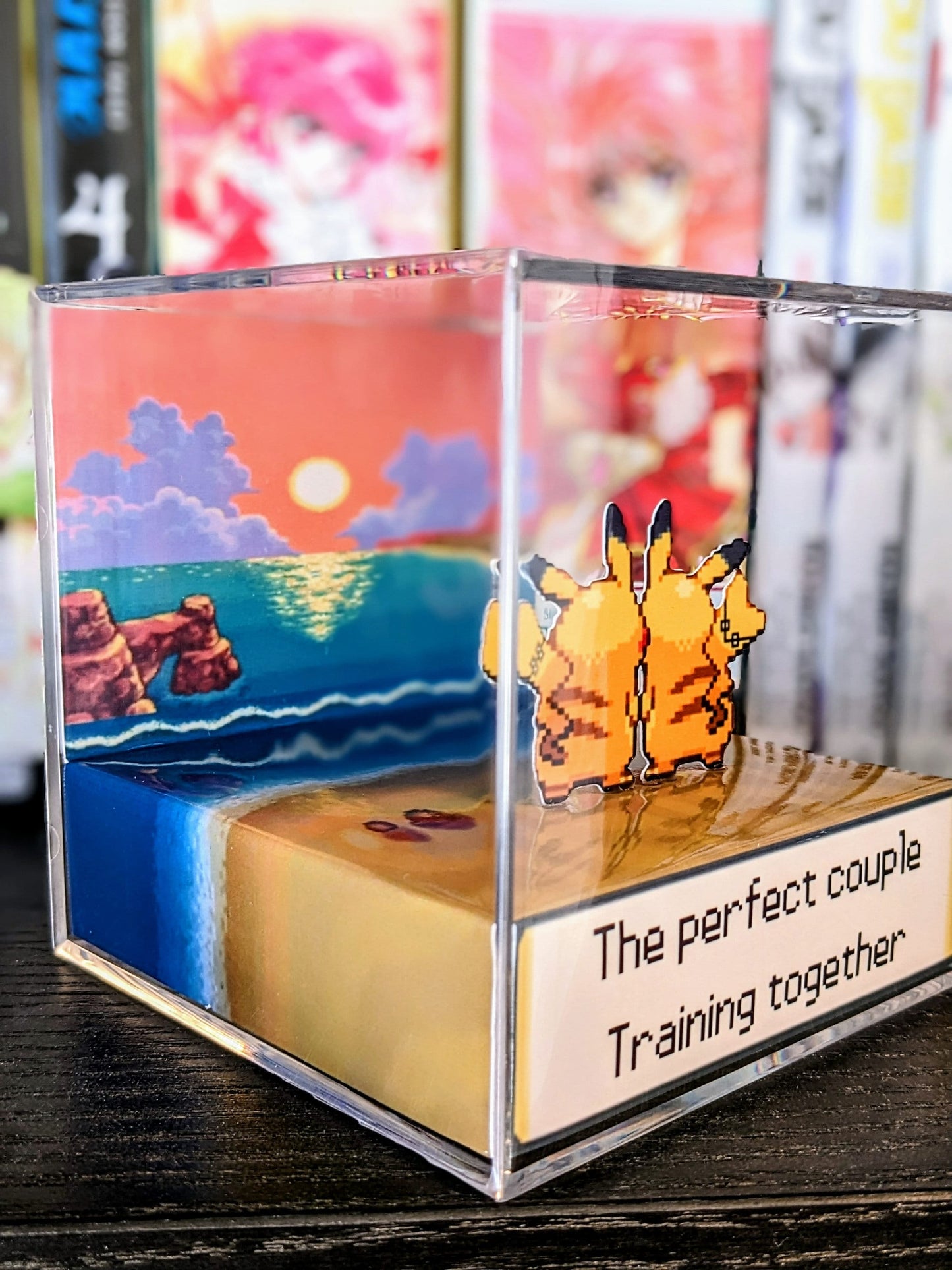 Trans Pikachu Pokemon couple 3D cube diorama