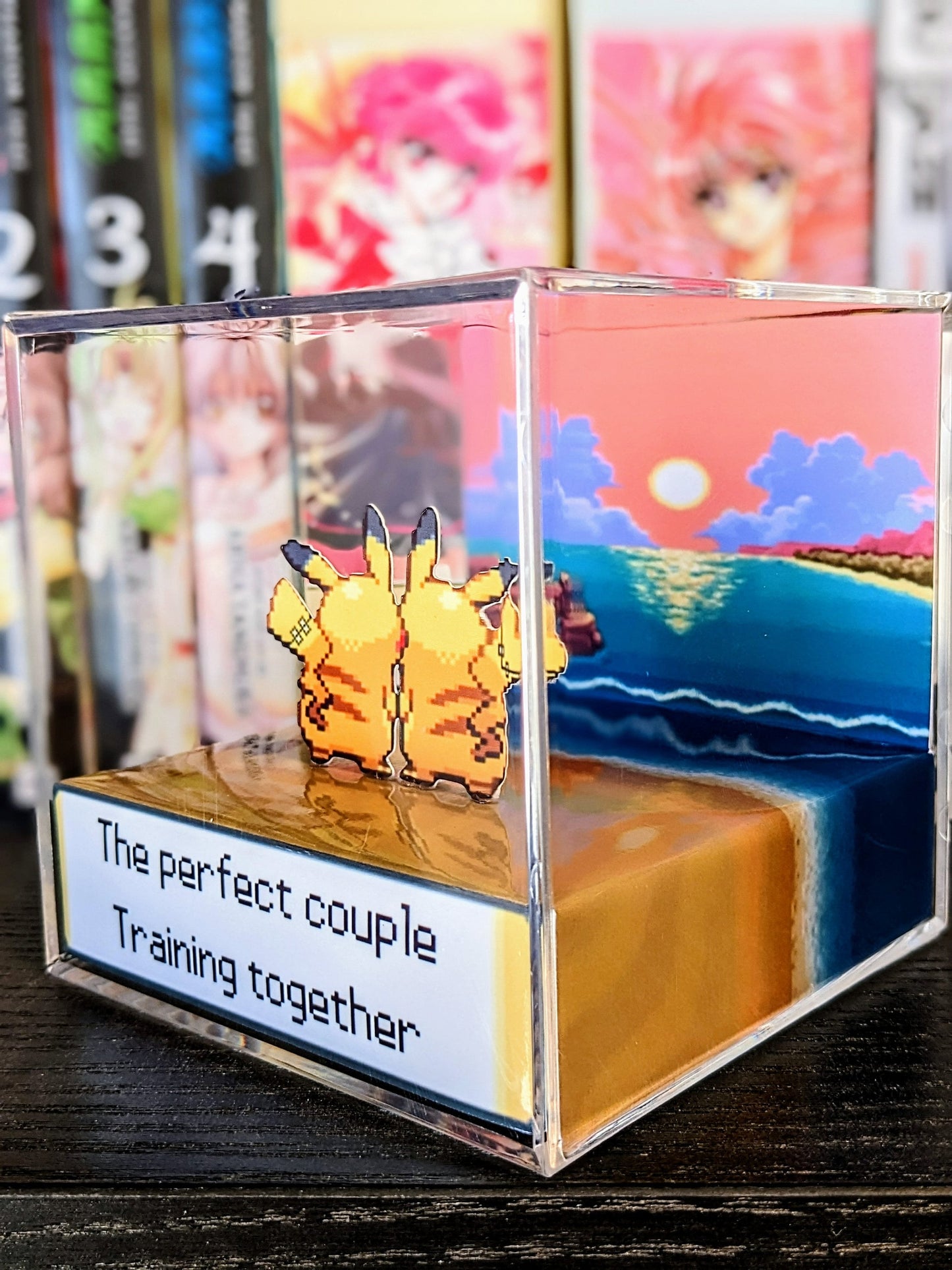 Trans Pikachu Pokemon couple 3D cube diorama