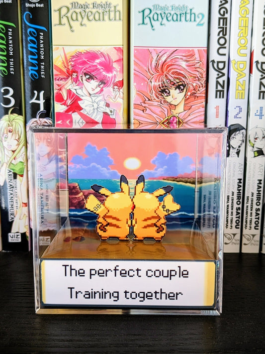 Trans Pikachu Pokemon couple 3D cube diorama