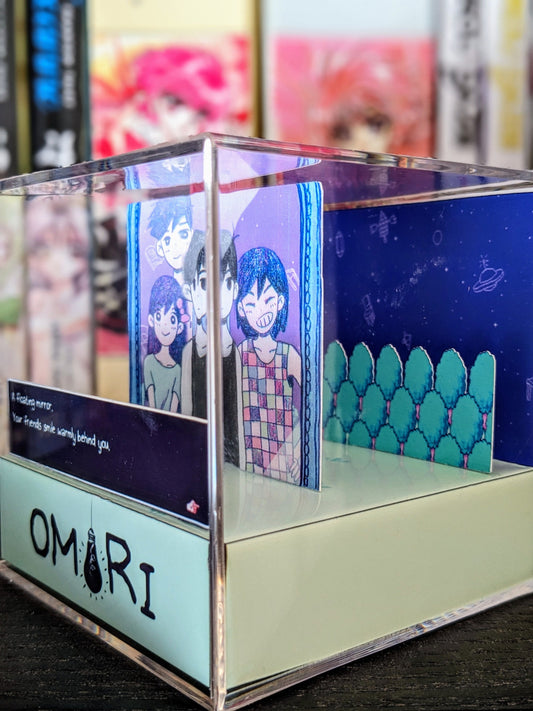 OMORI Your Friends Smile Warmly Behind You Floating Mirror 3D cube diorama