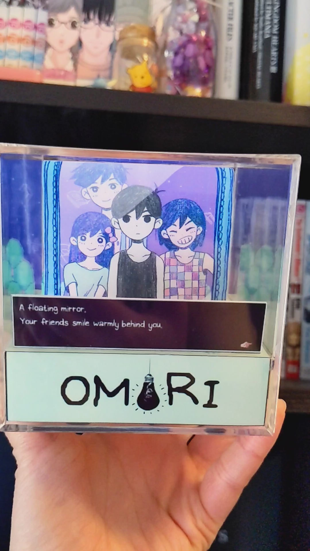 OMORI Your Friends Smile Warmly Behind You Floating Mirror 3D cube