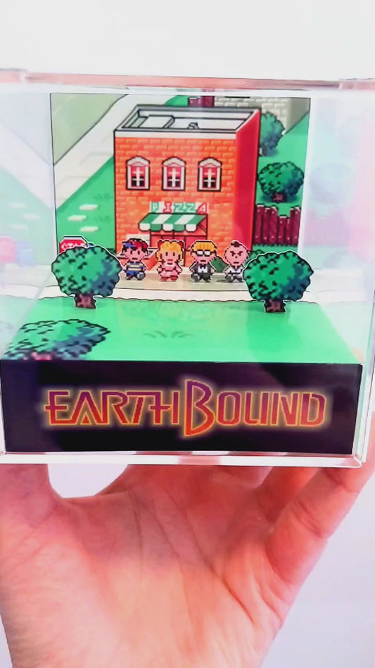 Earthbound Pizza place Onett 3D cube diorama