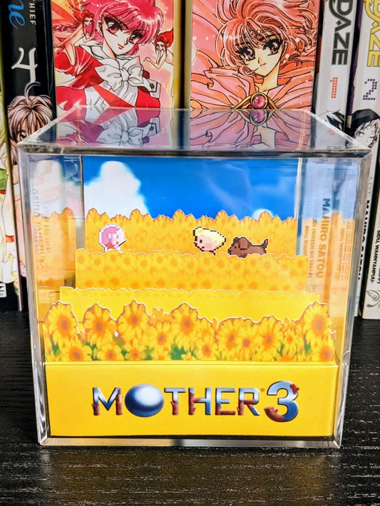 MOTHER 3 sunflower fields 3D cube diorama