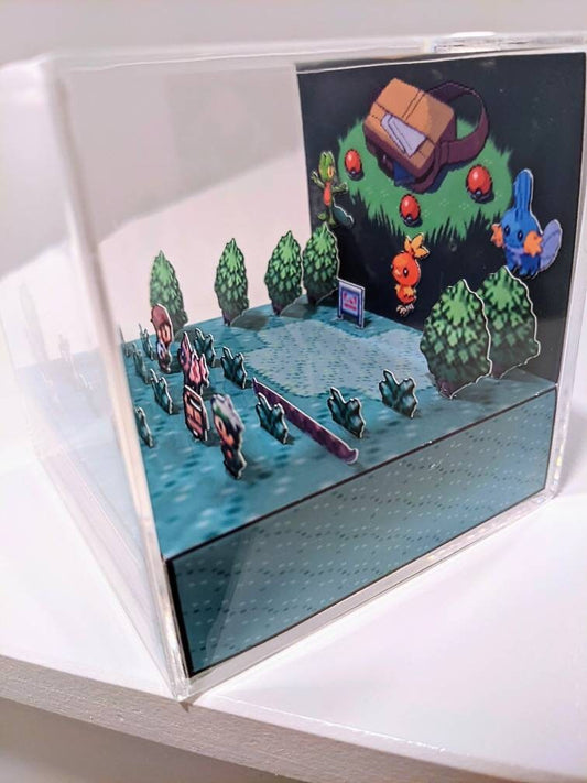 Pokemon Emerald 3D cube diorama: Choose your starter Pokemon - Sapphire/Ruby/Emerald (Customize between Brendan or May)