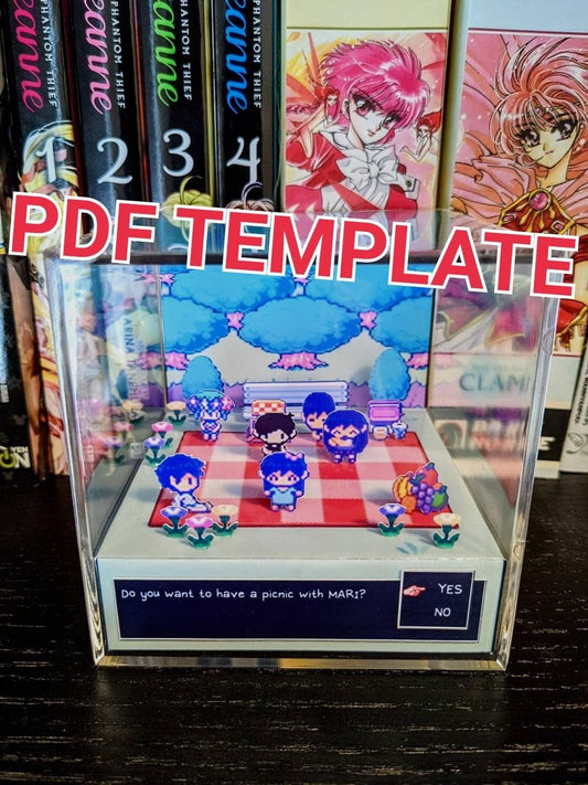 OMORI Mari's Picnic 3D cube diorama TEMPLATE