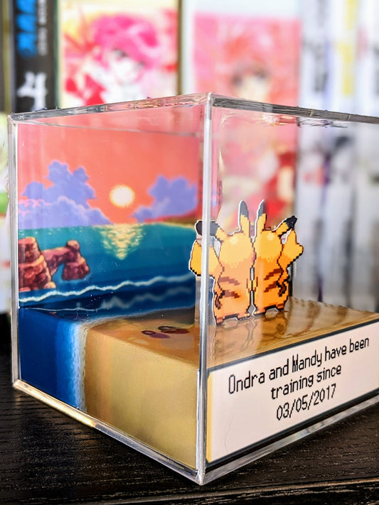 Pikachu Pokemon couple 3D cube diorama