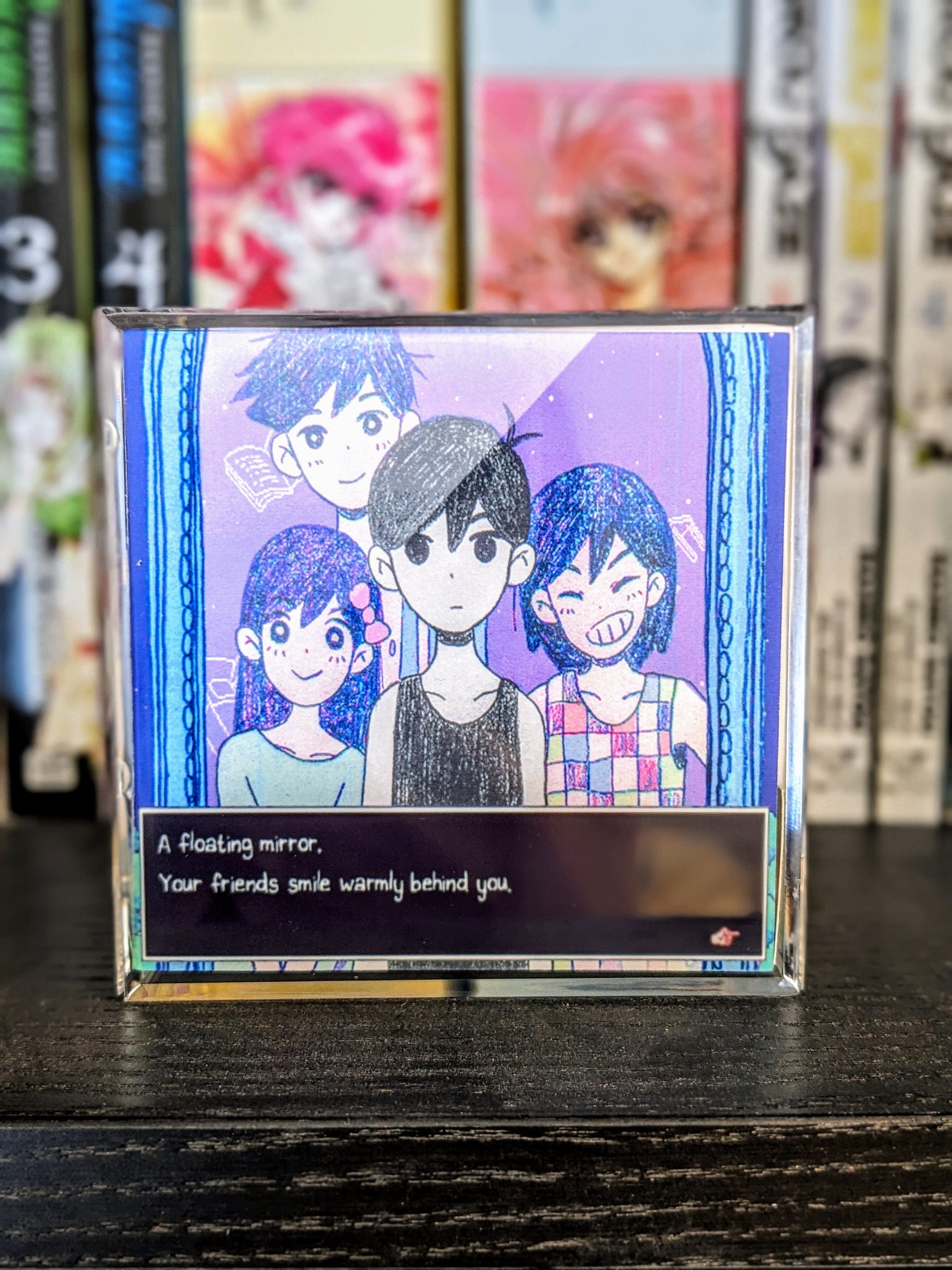 OMORI Your Friends Smile Warmly Behind You Floating Mirror 3D cube