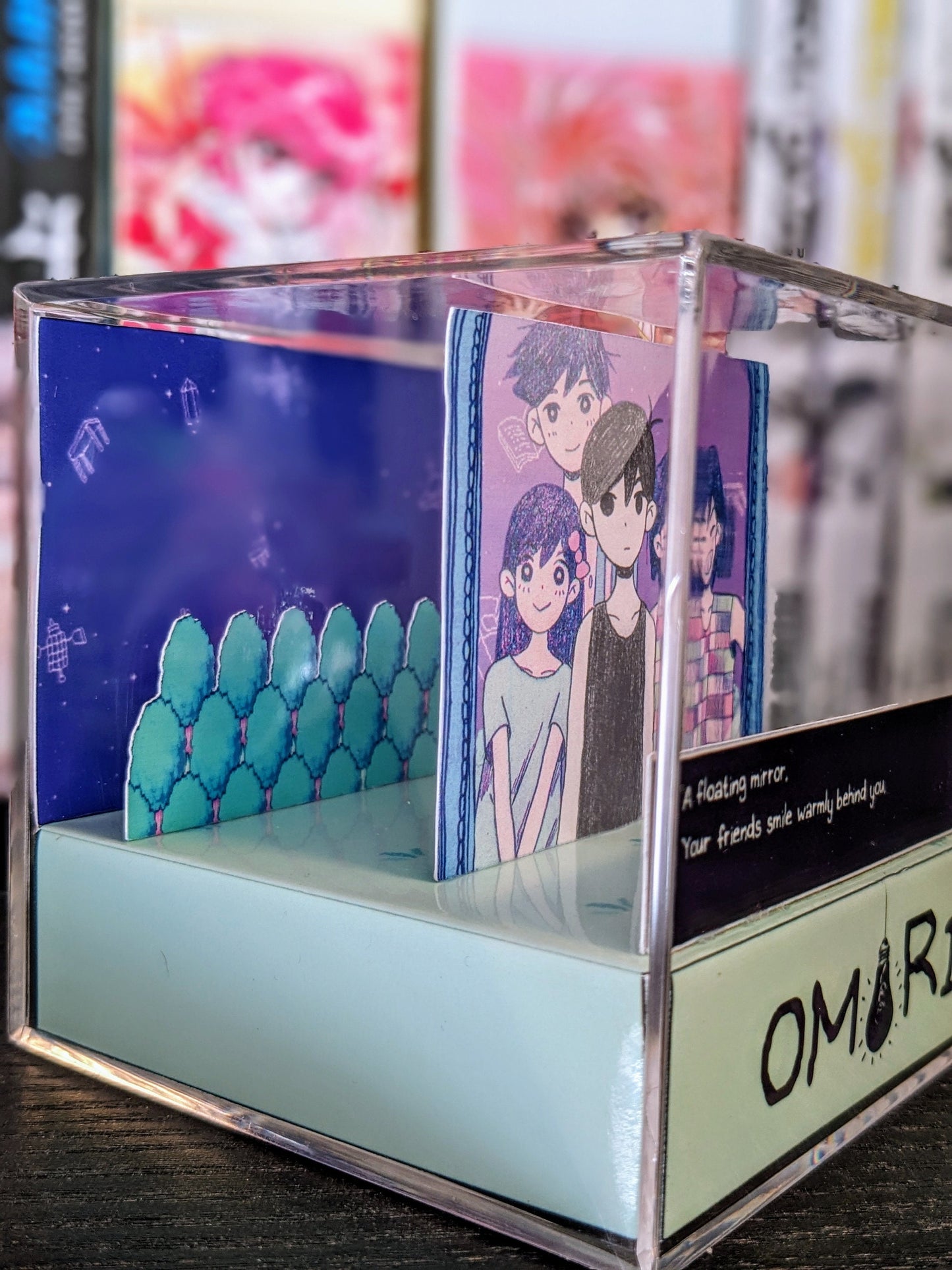 OMORI Your Friends Smile Warmly Behind You Floating Mirror 3D cube diorama